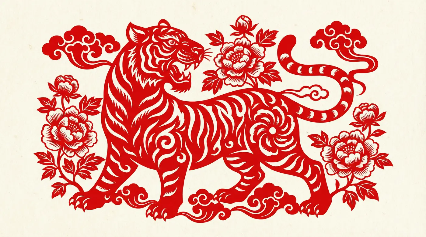虎形剪纸艺术 - 四虎tv | 民间虎文化